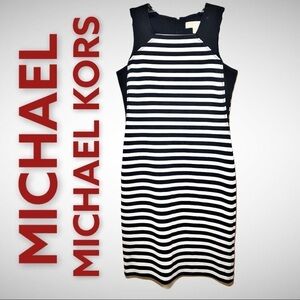 MICHAEL MICHAEL KORS Black & White Stripe Bodycon Sheath Dress, Size 2